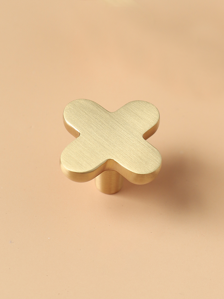 Calculus Flat - Brass Furniture Knob Handle (Set of 2)