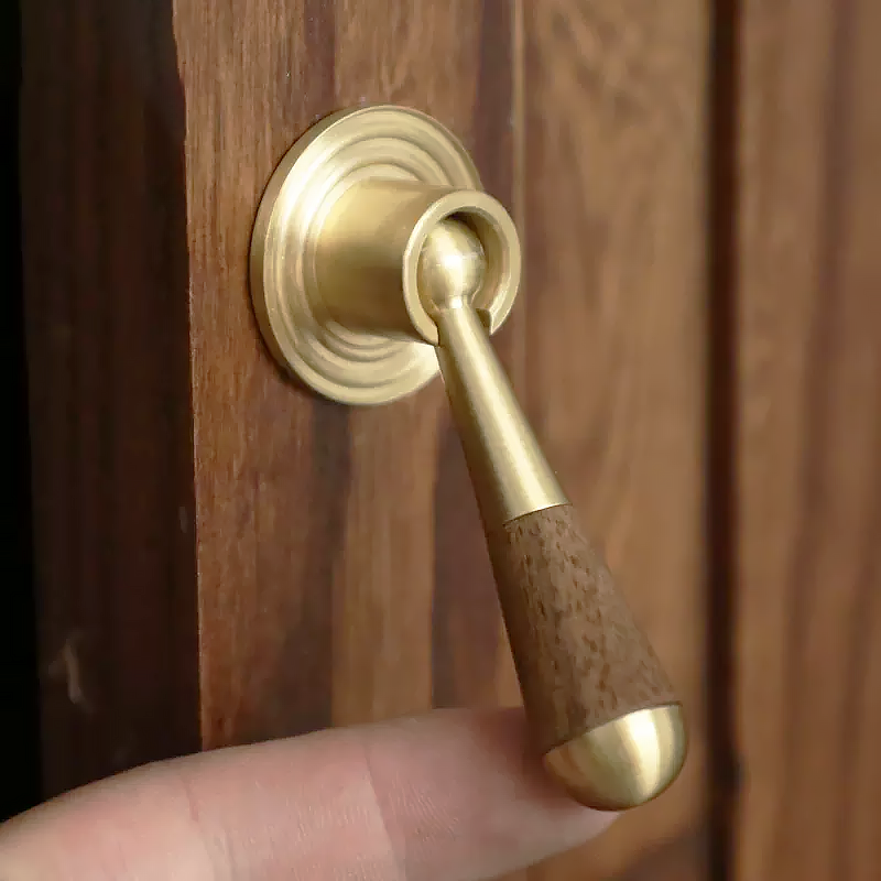 Orbit Brass & Walnut rotatable Cupboard Handle