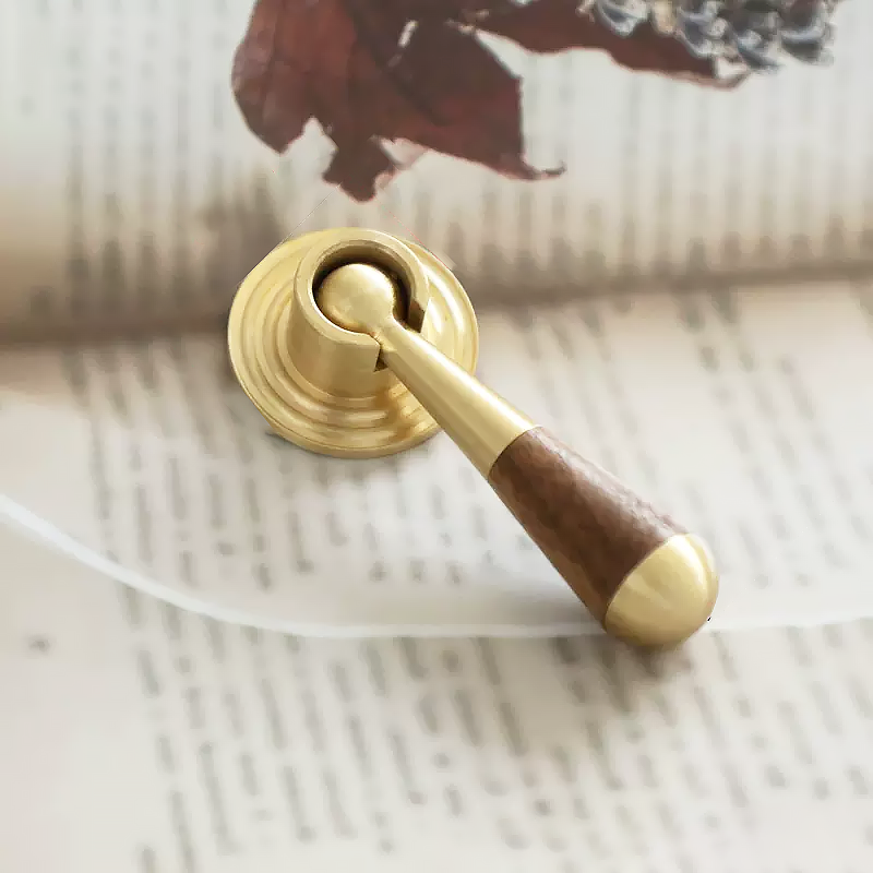 Orbit Brass & Walnut rotatable Cupboard Handle