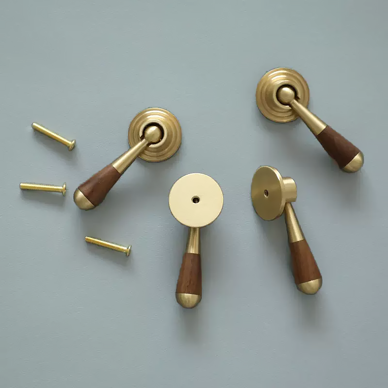 Orbit Brass & Walnut rotatable Cupboard Handle