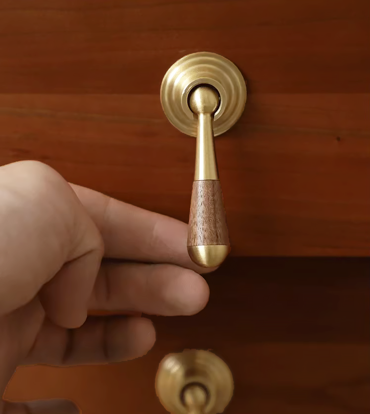 Orbit Brass & Walnut rotatable Cupboard Handle