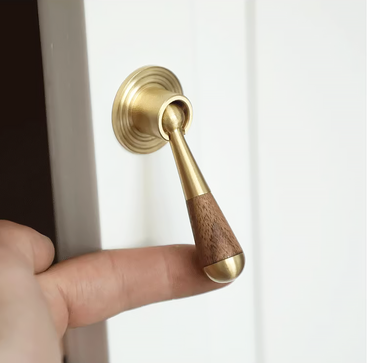 Orbit Brass & Walnut rotatable Cupboard Handle