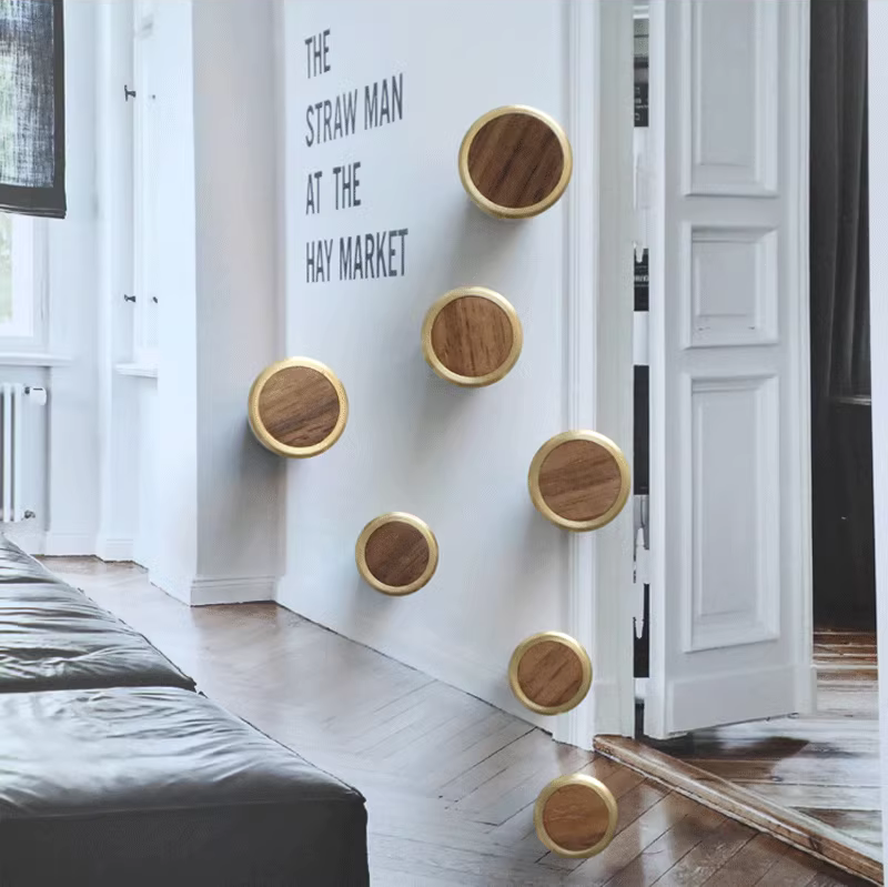 Fusion Round Brass & Timber Knob