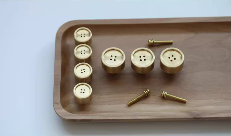 Dot Brass Button Knob (Set of 2)