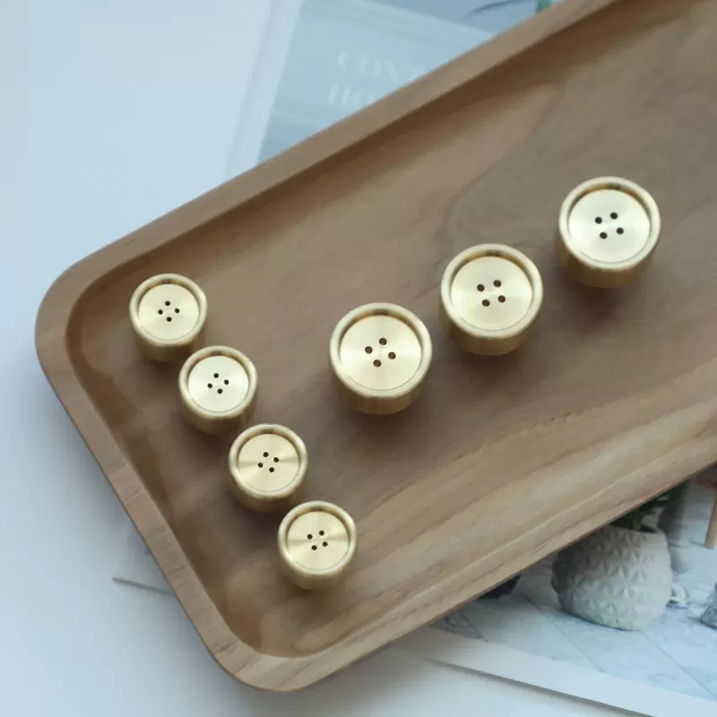 Dot Brass Button Knob (Set of 2)
