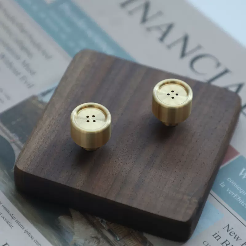 Dot Brass Button Knob (Set of 2)