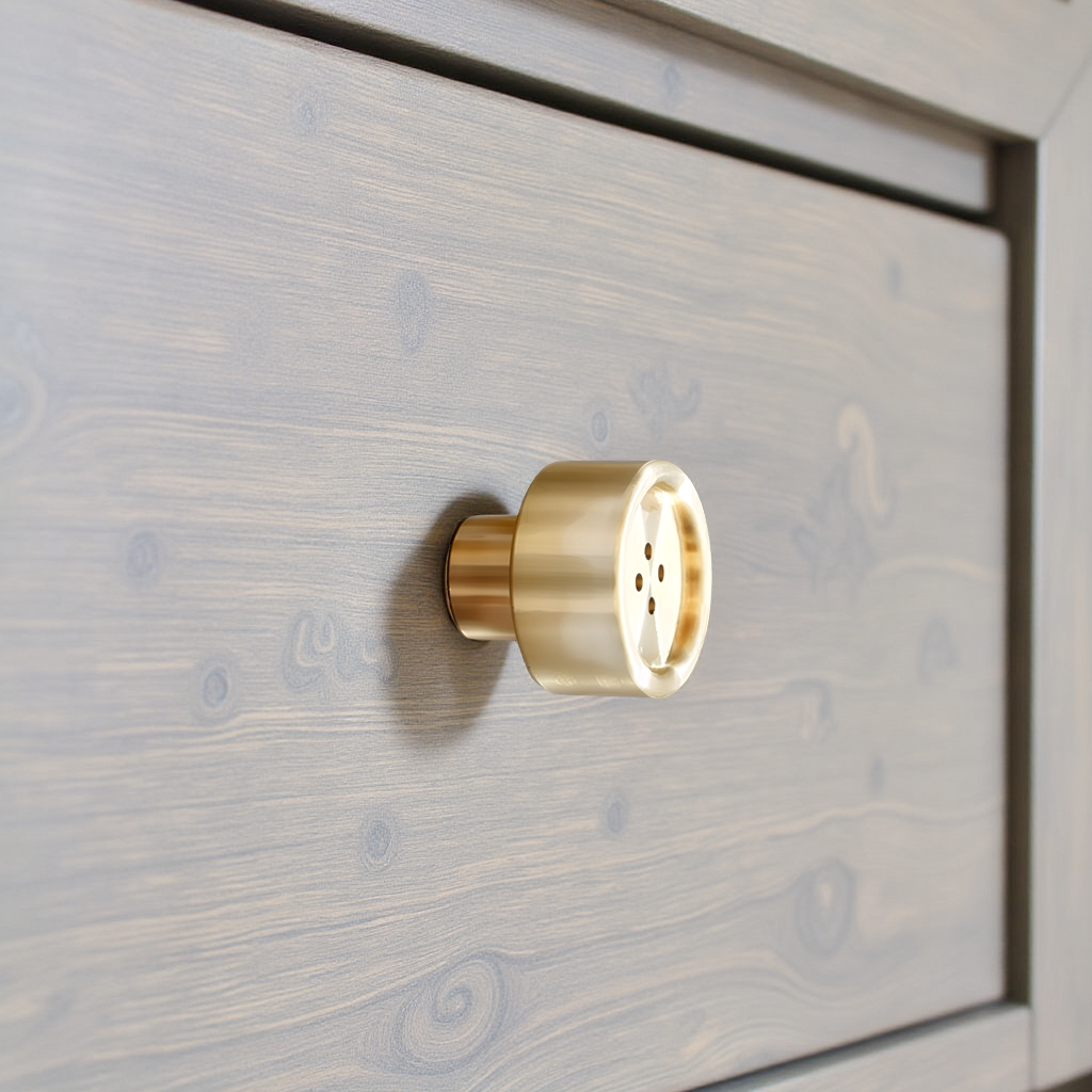 Dot Brass Button Knob (Set of 2)