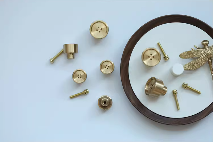 Dot Brass Button Knob (Set of 2)