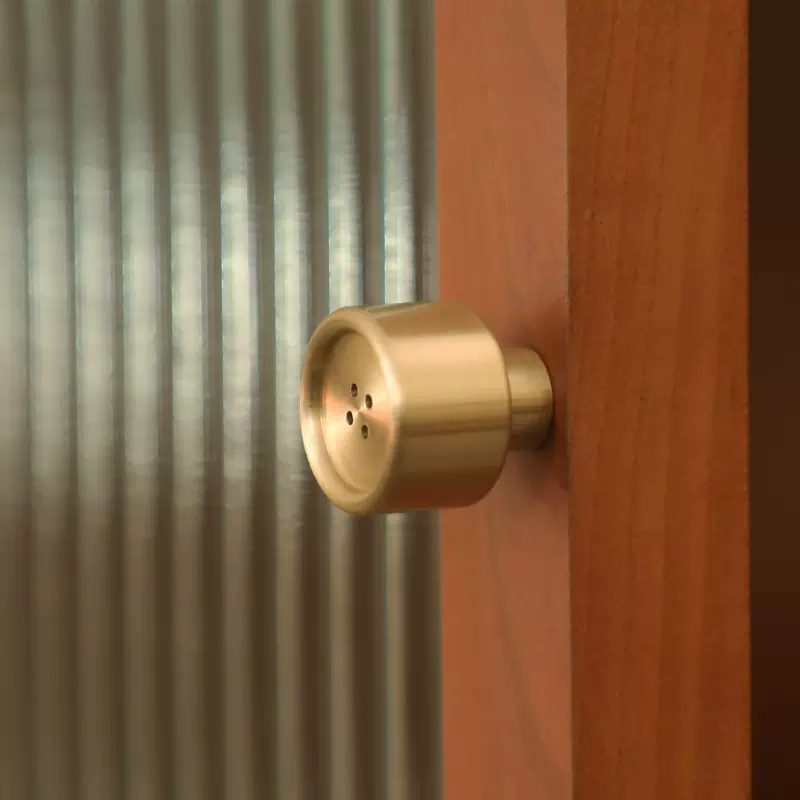 Dot Brass Button Knob (Set of 2)