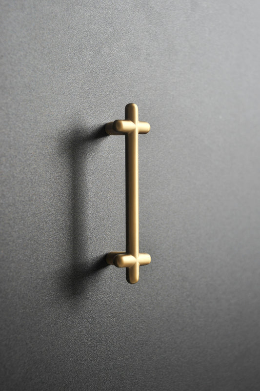 Calculus Rounded Long - Brass Furniture Knob Handle (Set of 2)