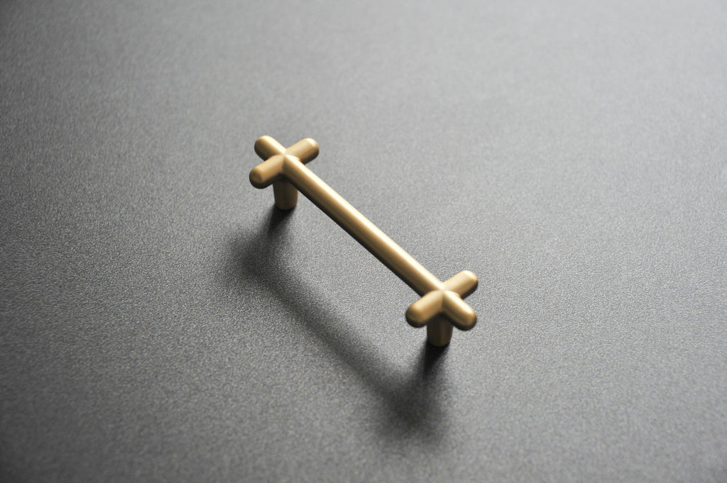 Calculus Rounded Long - Brass Furniture Knob Handle (Set of 2)