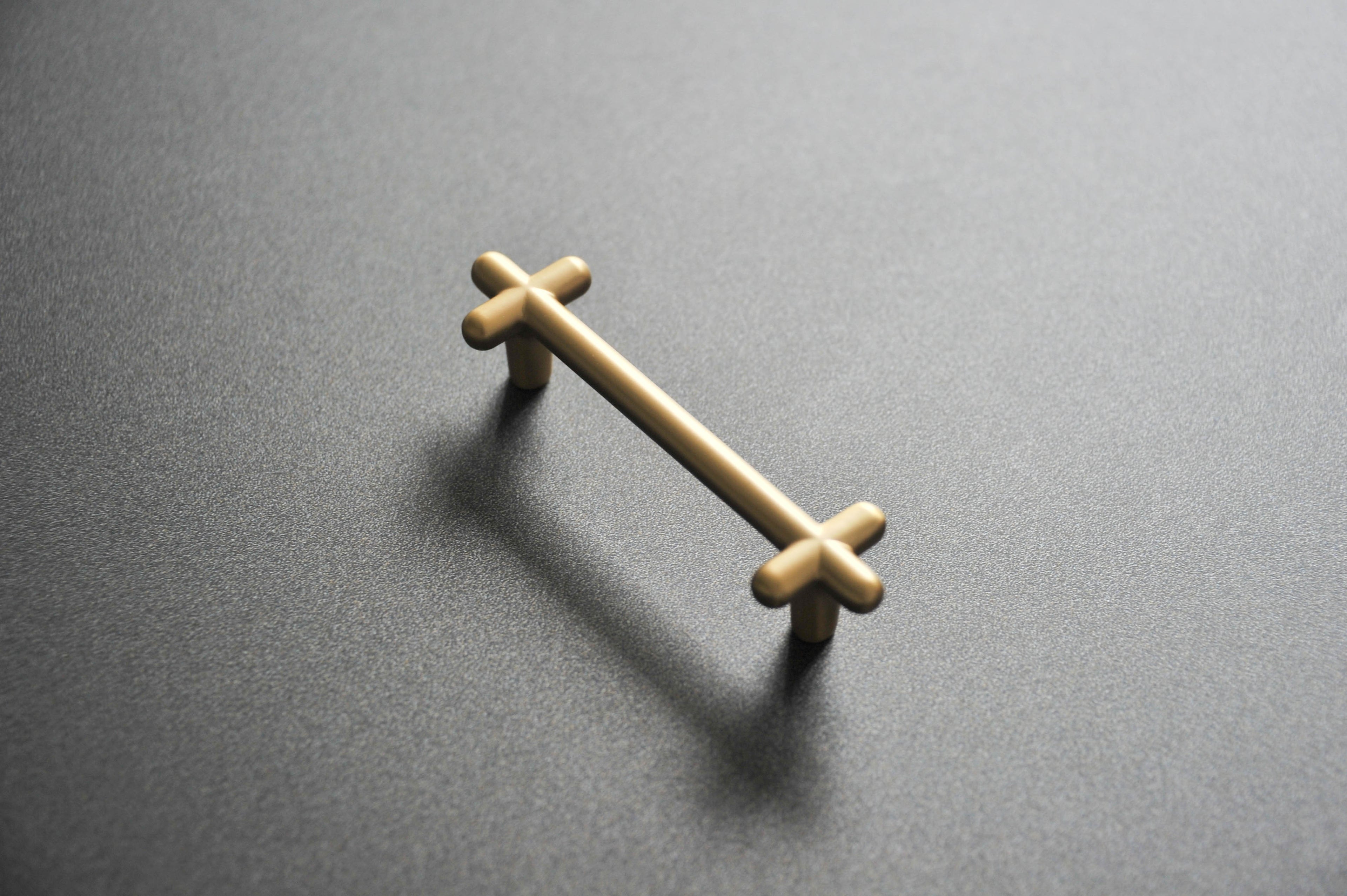 Calculus Rounded Long - Brass Furniture Knob Handle (Set of 2)