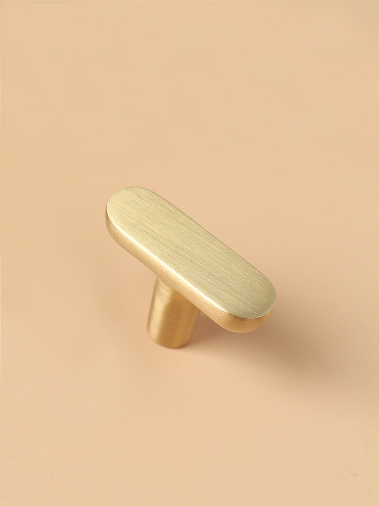 Calculus Flat - Brass Furniture Knob Handle (Set of 2)