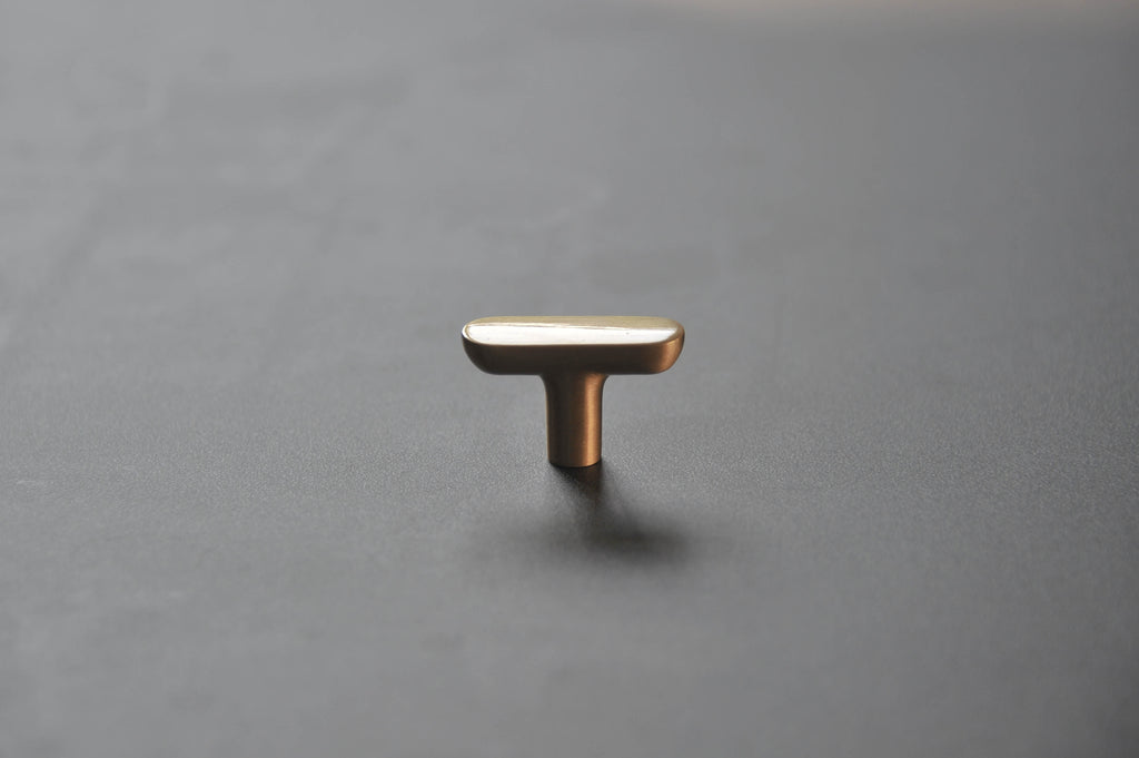 Calculus Flat - Brass Furniture Knob Handle (Set of 2)