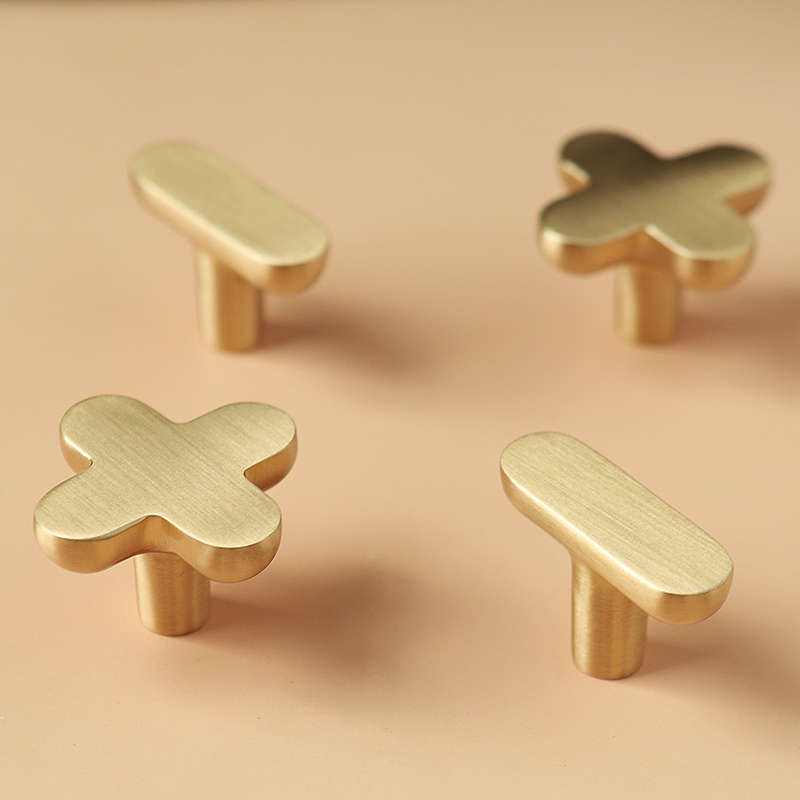 Calculus Flat - Brass Furniture Knob Handle (Set of 2)