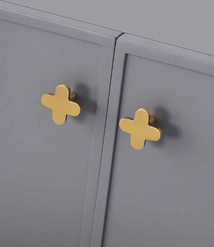 Calculus Flat - Brass Furniture Knob Handle (Set of 2)