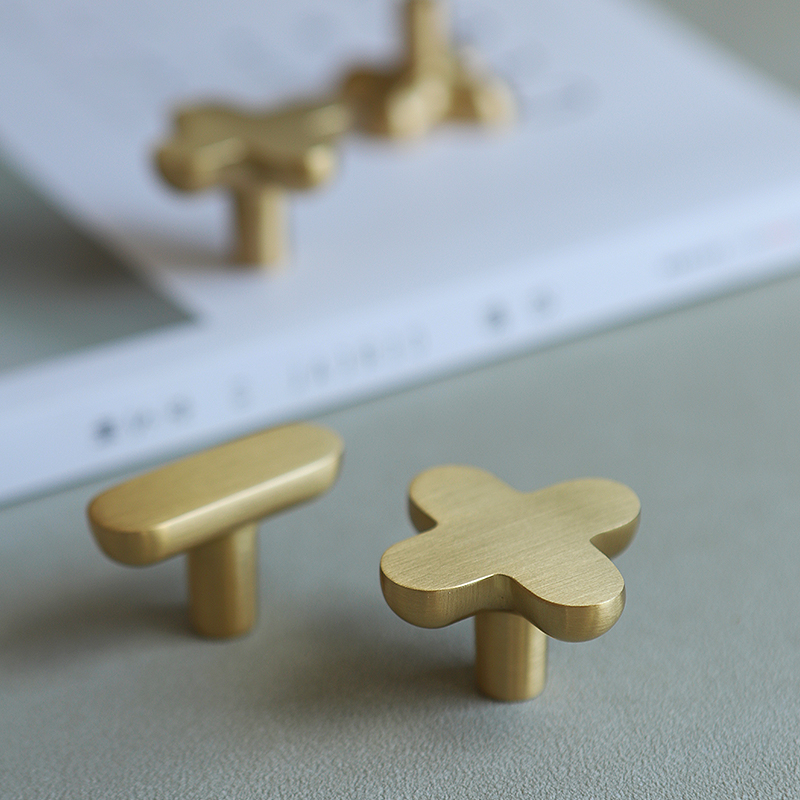 Calculus Flat - Brass Furniture Knob Handle (Set of 2)