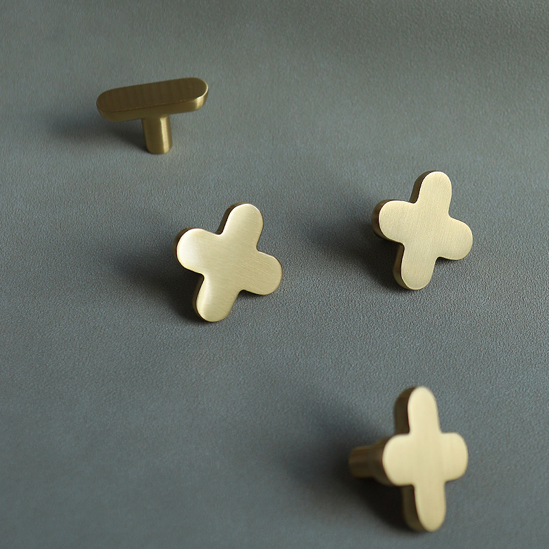 Calculus Flat - Brass Furniture Knob Handle (Set of 2)