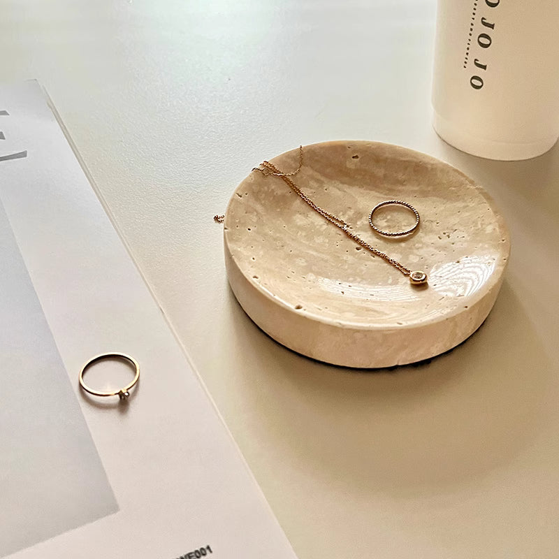 Serene Rounded Natural Marble Jewellery Tray