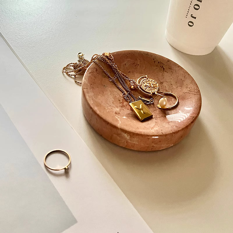 Serene Rounded Natural Marble Jewellery Tray