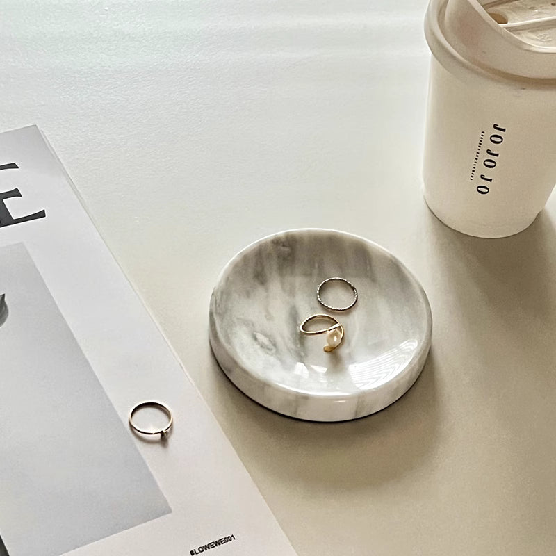 Serene Rounded Natural Marble Jewellery Tray
