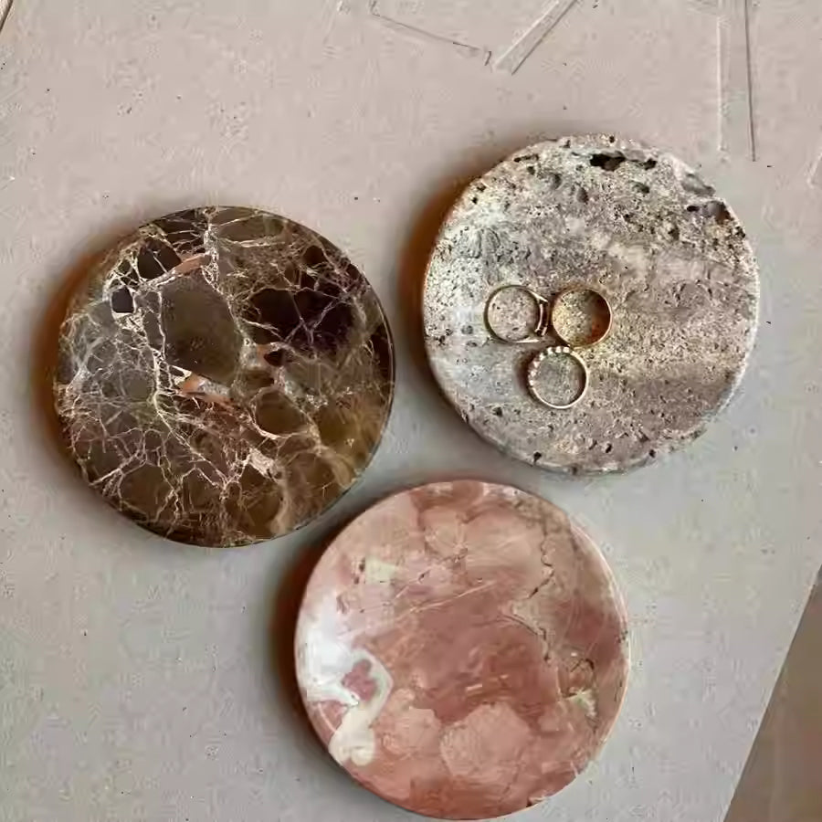 Serene Rounded Natural Marble Jewellery Tray