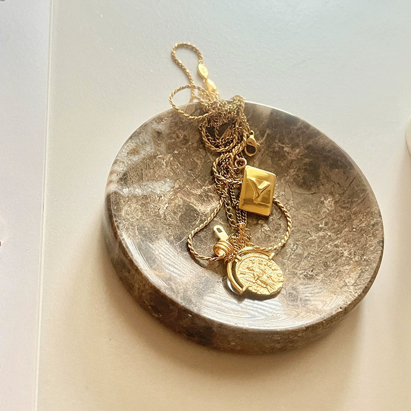 Serene Rounded Natural Marble Jewellery Tray