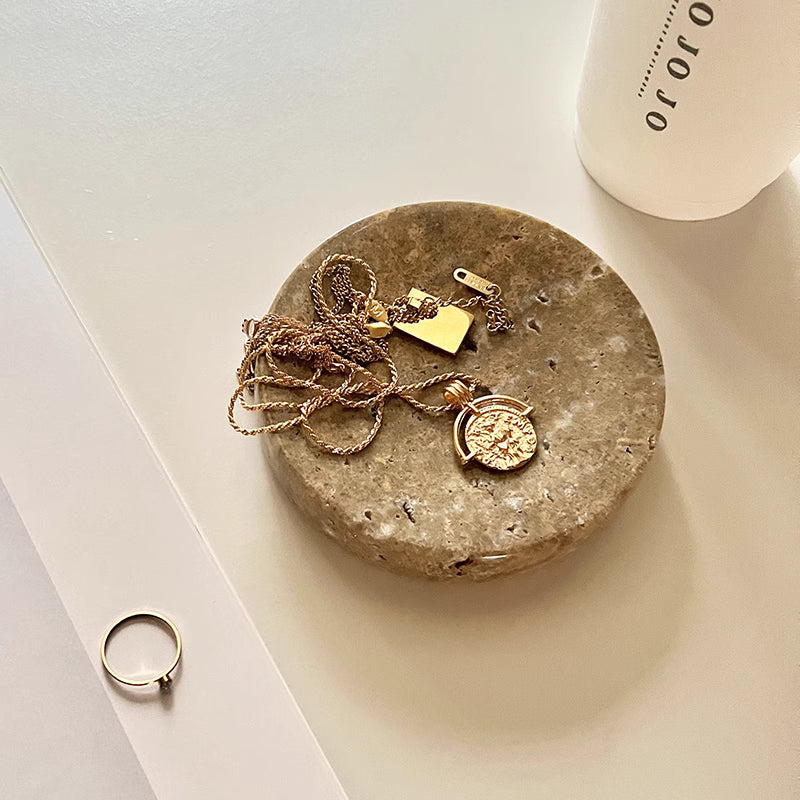 Serene Rounded Natural Marble Jewellery Tray