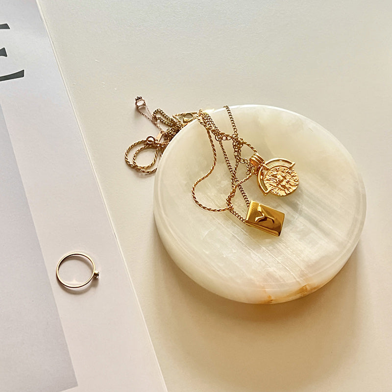 Serene Rounded Natural Marble Jewellery Tray
