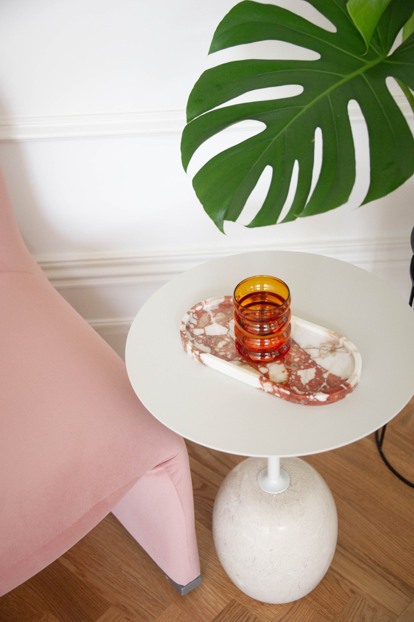 Cosmo Collection Bulgari Red Rounded Marble Tray