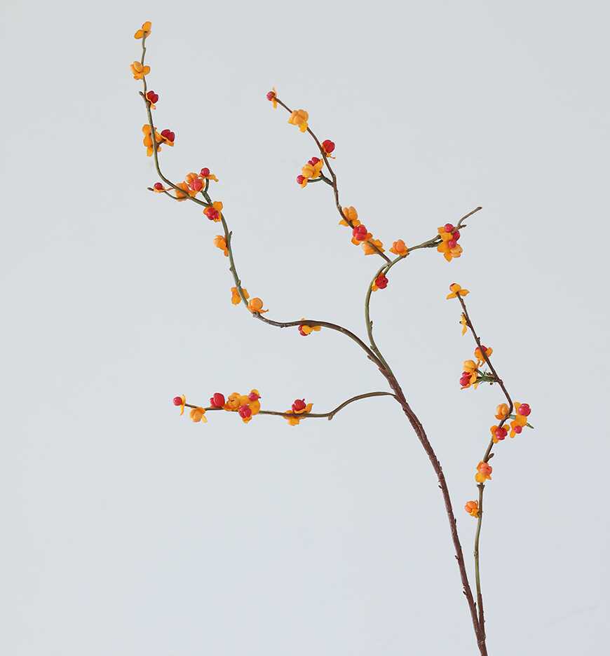 Orbiform Amber Vase with Faux Oriental Bittersweet