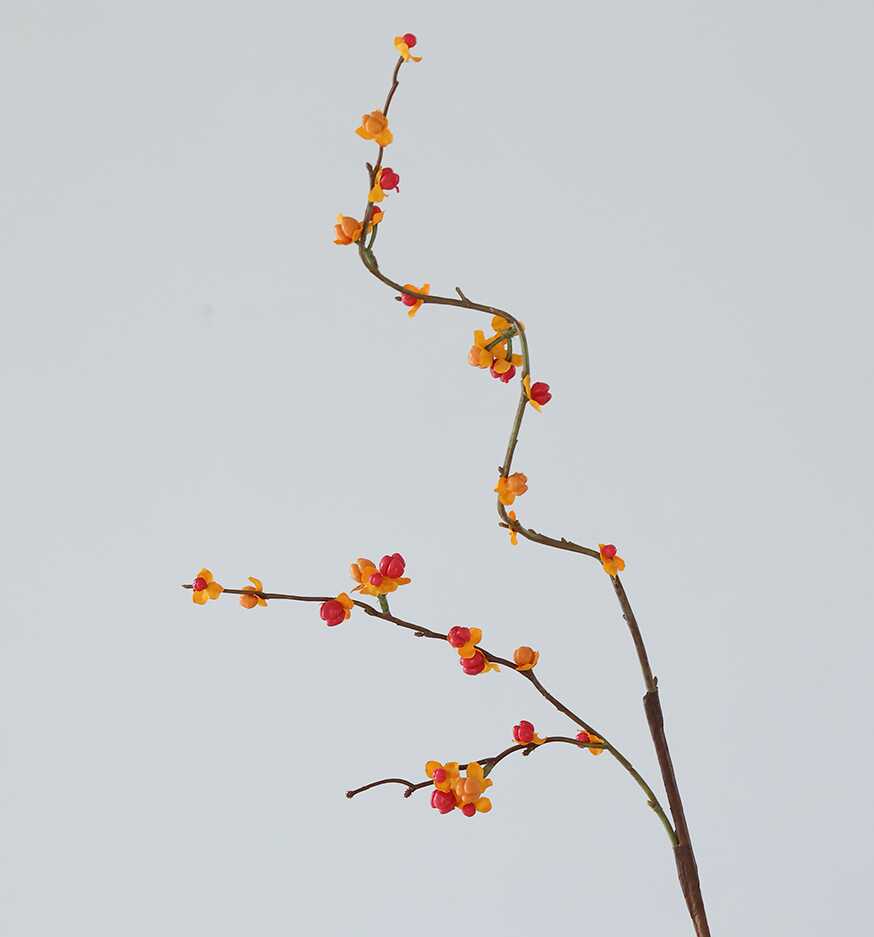 Orbiform Amber Vase with Faux Oriental Bittersweet