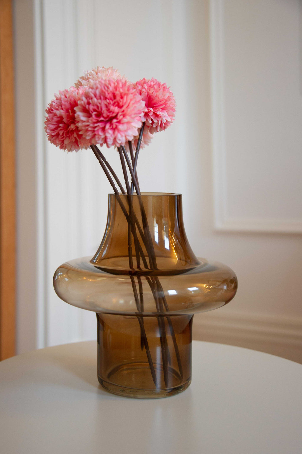 Orbiform Amber Vase with Faux Oriental Bittersweet