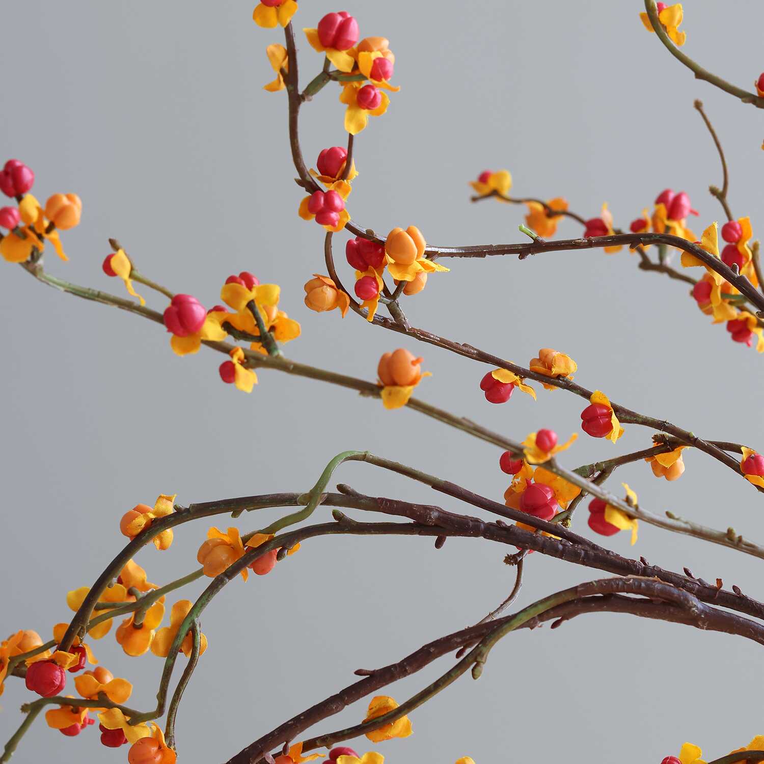 Orbiform Amber Vase with Faux Oriental Bittersweet
