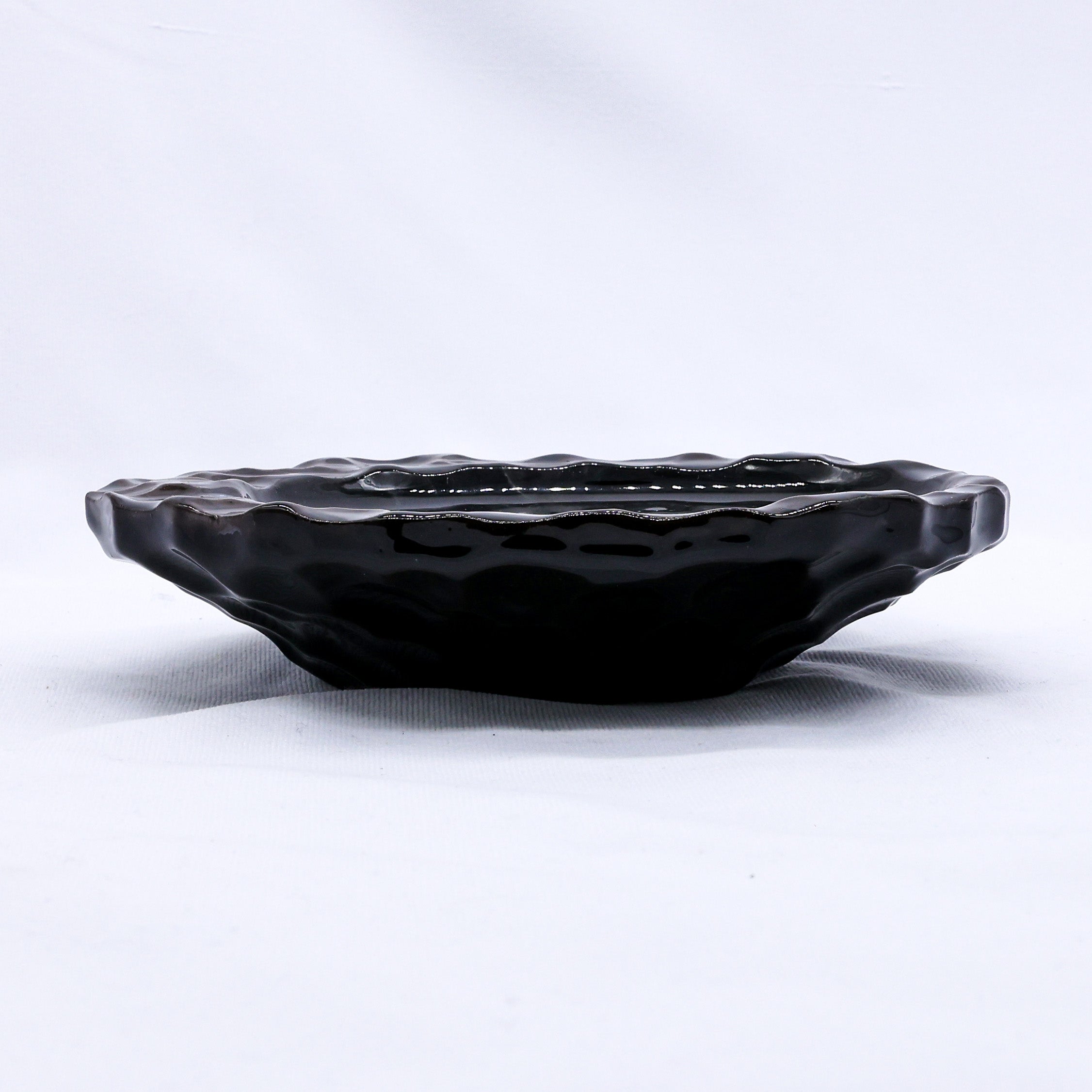 Cobalt Shadow Seashell Serenity Handmade Ceramic Plate