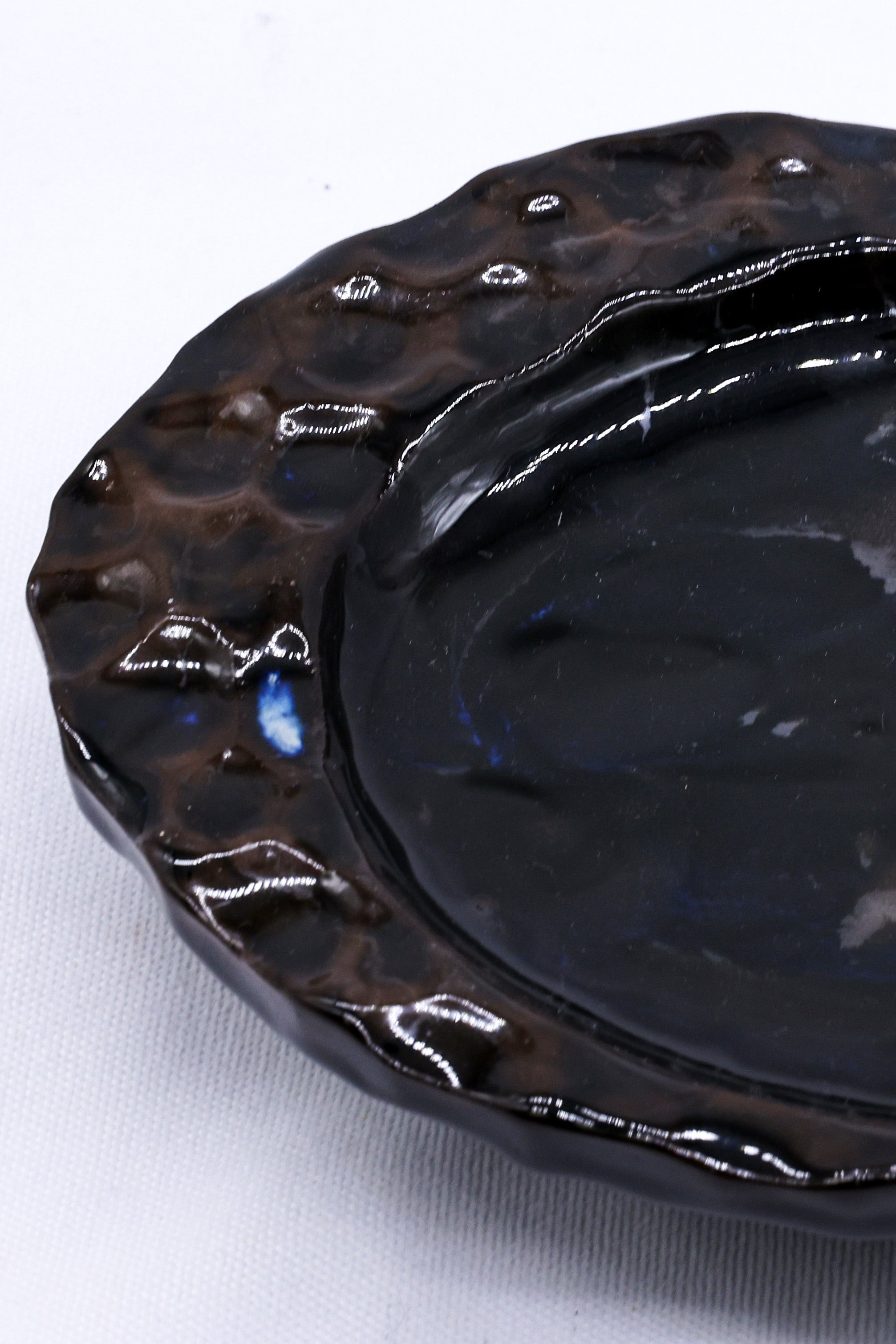 Cobalt Shadow Seashell Serenity Handmade Ceramic Plate