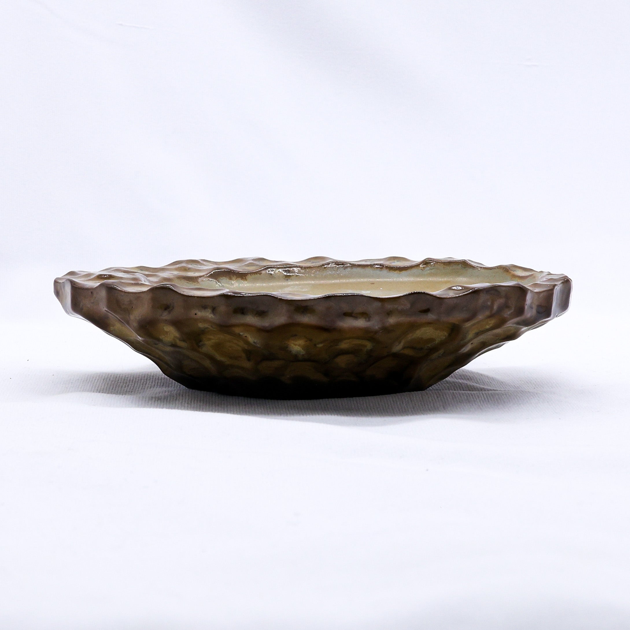 Bronze Olive Drift Seashell Serenity Handmade Ceramic Plate