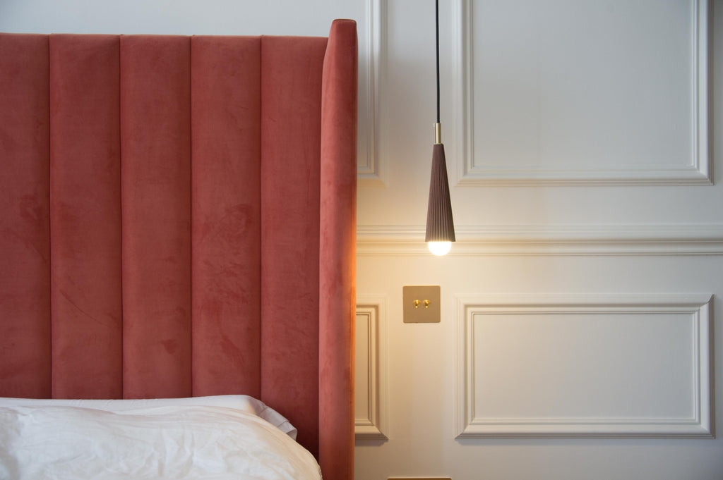 Ember Walnut Timber & Brass Bedside Pendant Light