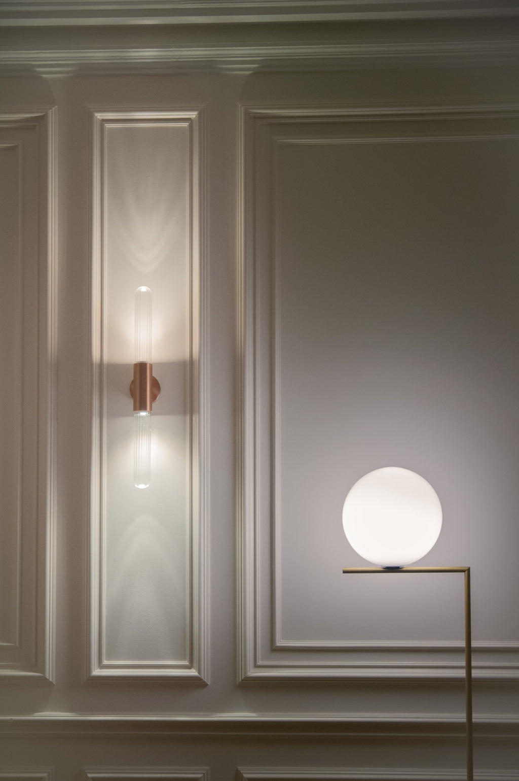 Spire Brass Vertical Tube Wall Light