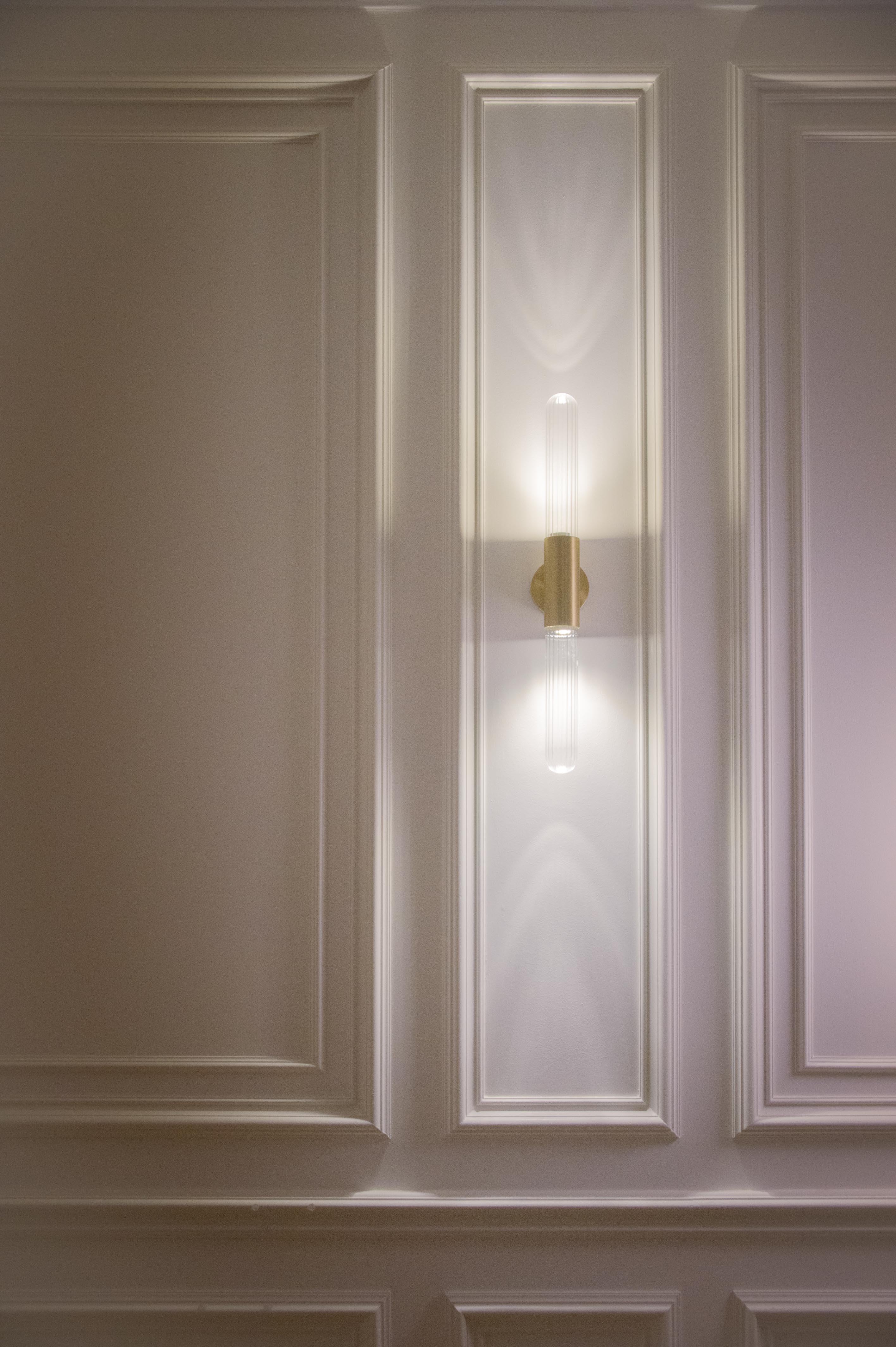 Spire Brass Vertical Tube Wall Light