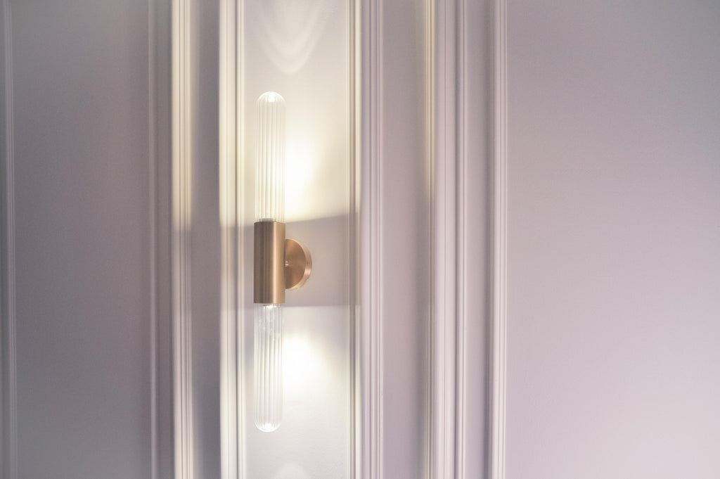 Spire Brass Vertical Tube Wall Light
