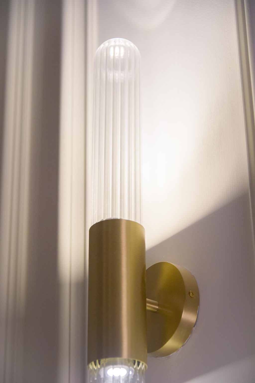 Spire Brass Vertical Tube Wall Light