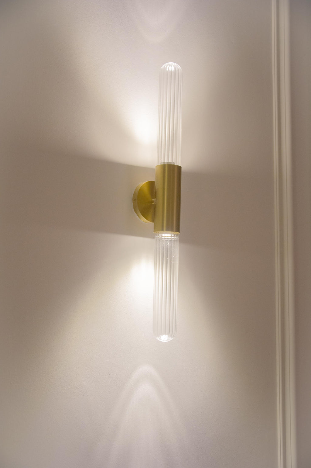 Spire Brass Vertical Tube Wall Light