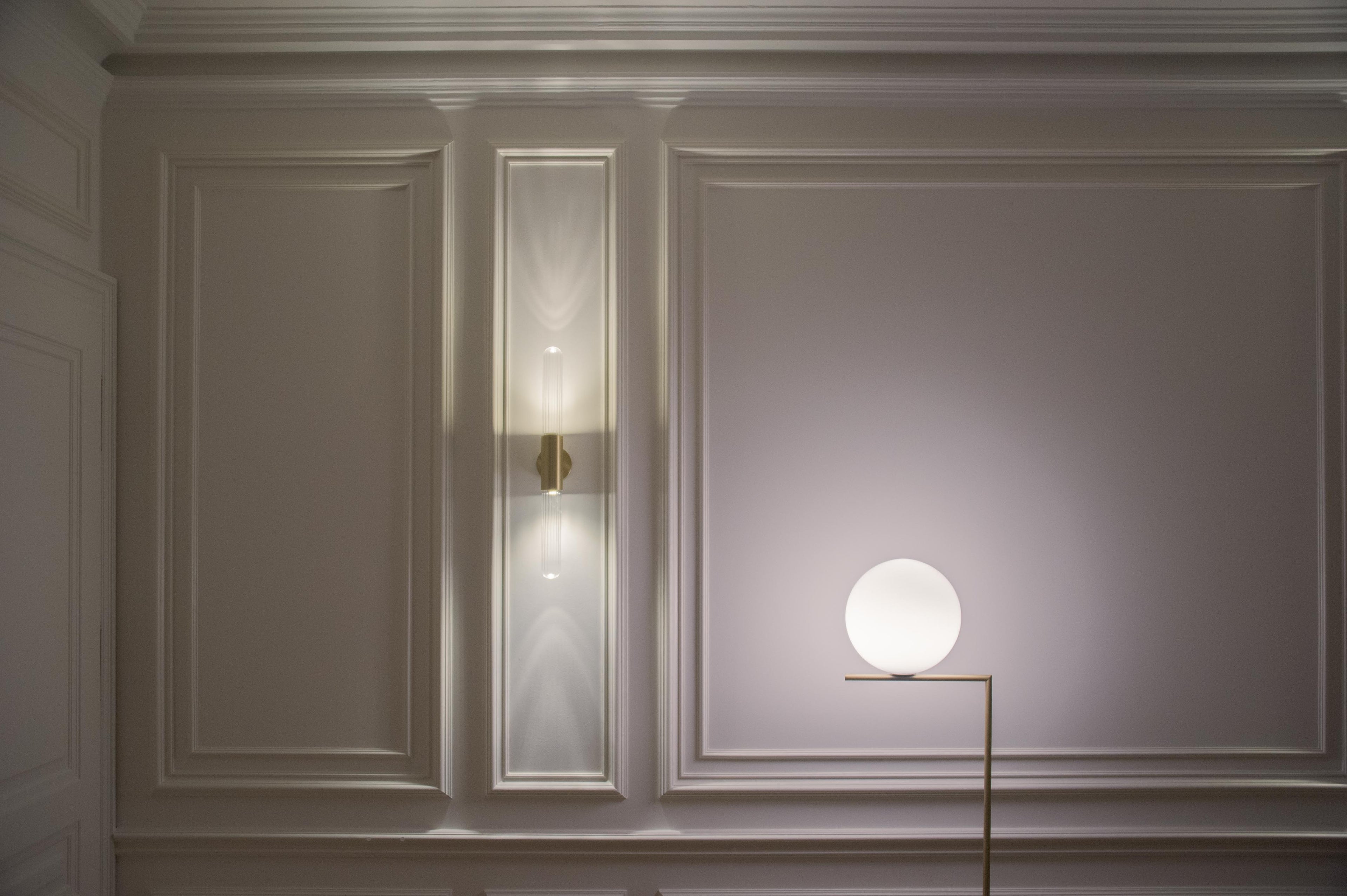 Spire Brass Vertical Tube Wall Light