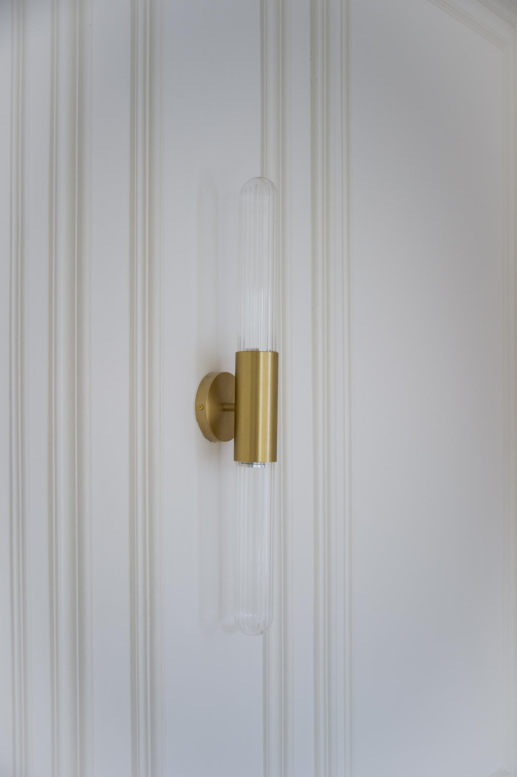 Spire Brass Vertical Tube Wall Light