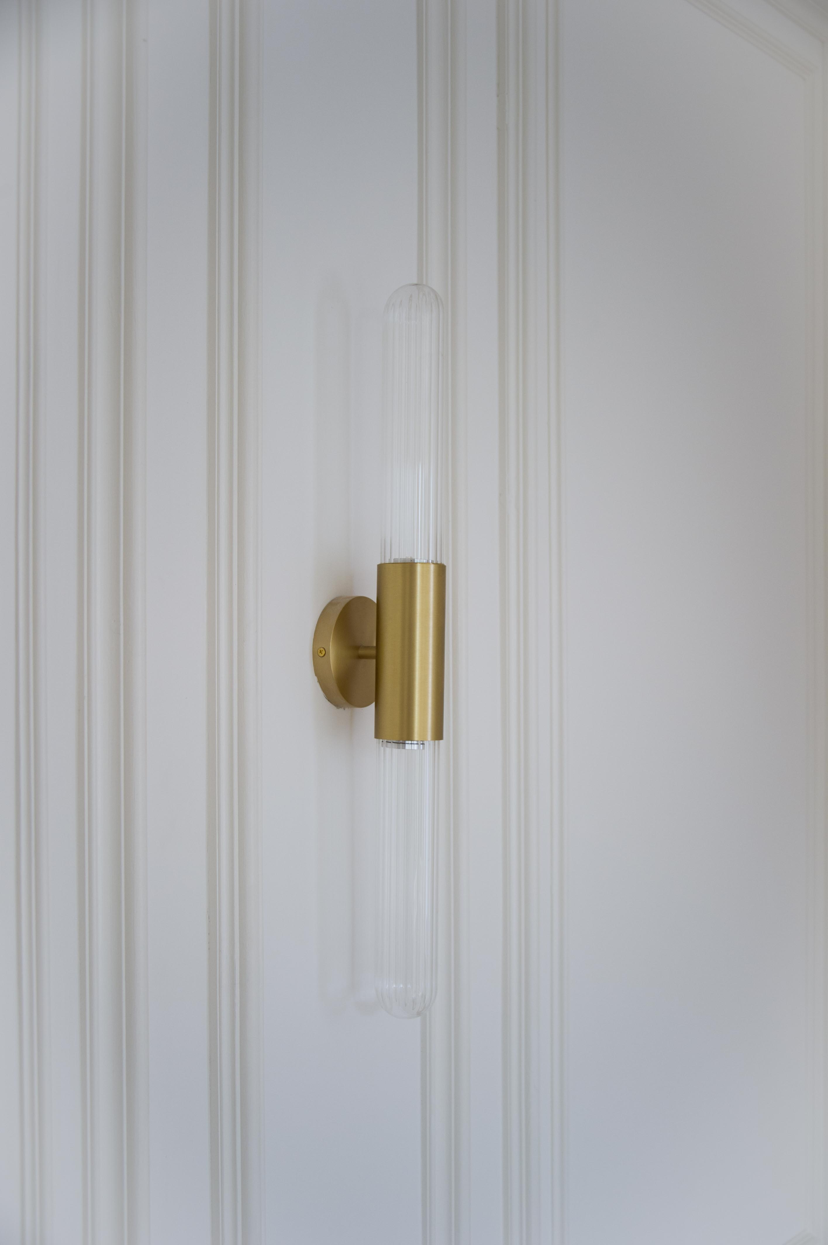 Spire Brass Vertical Tube Wall Light