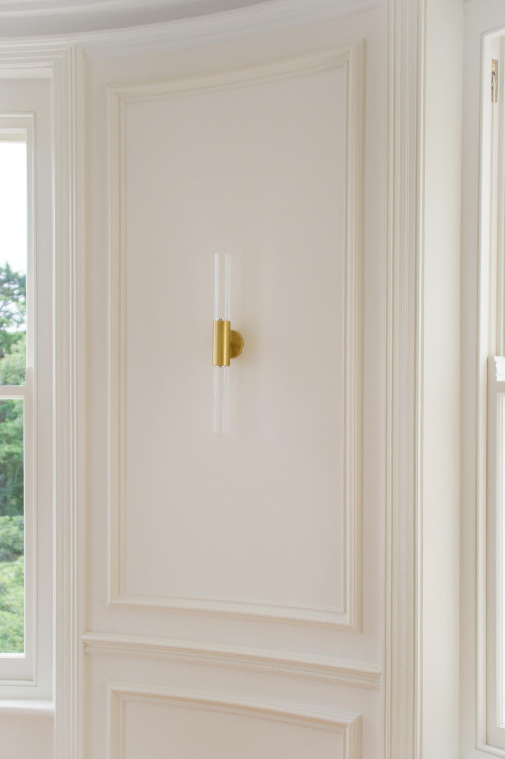 Spire Brass Vertical Tube Wall Light