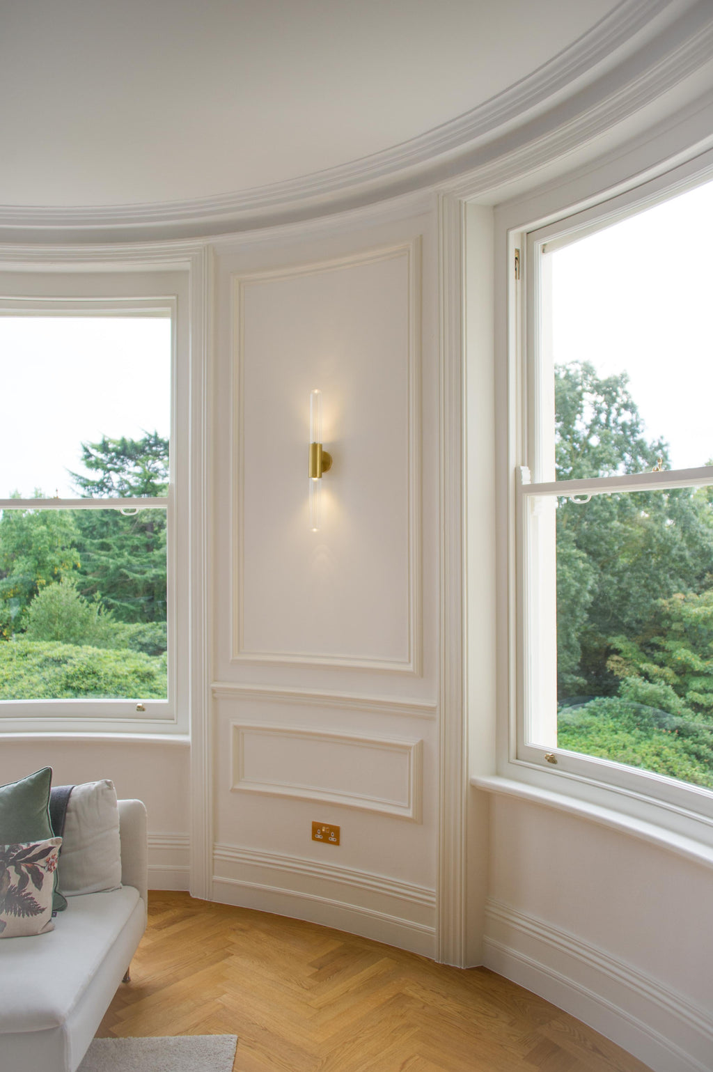 Spire Brass Vertical Tube Wall Light