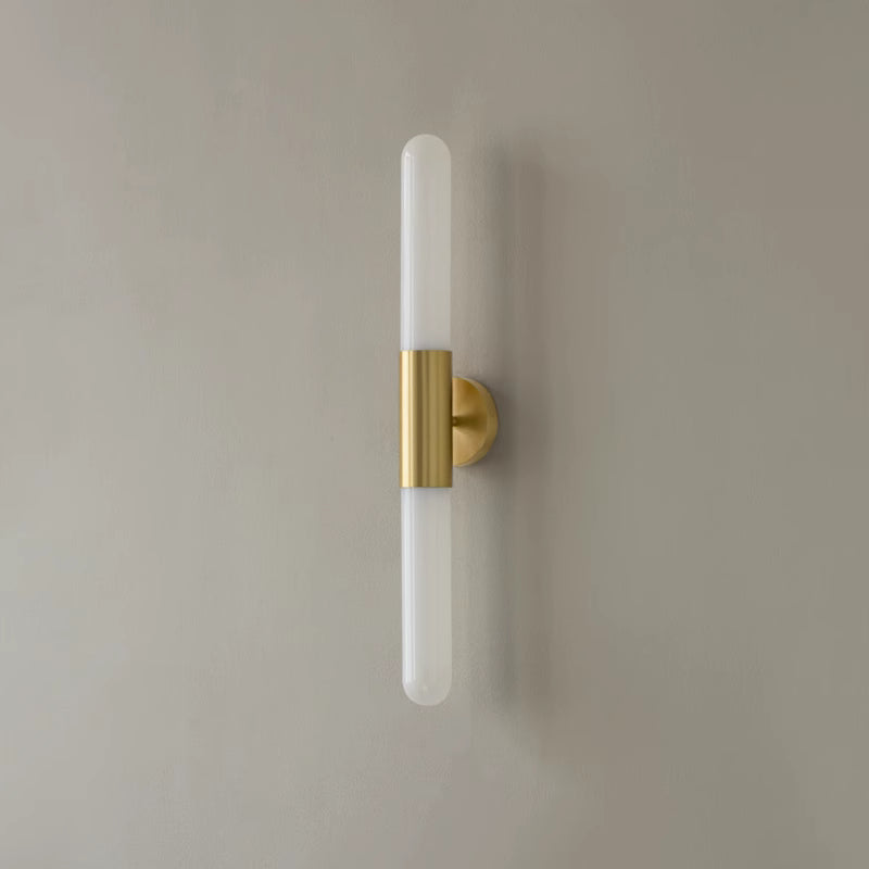 Spire Brass Vertical Tube Wall Light