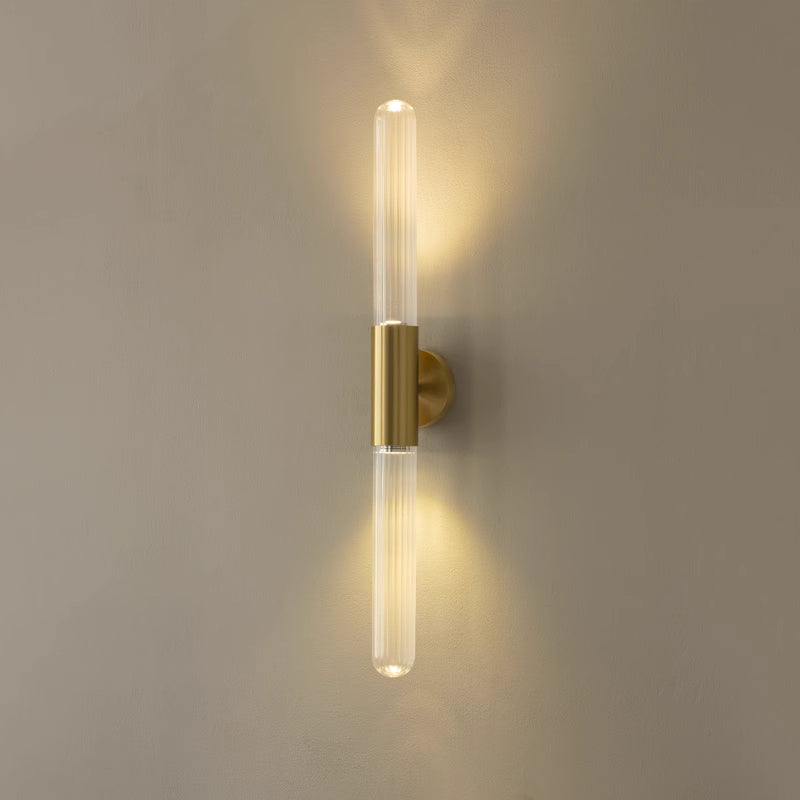 Spire Brass Vertical Tube Wall Light